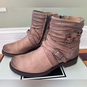 Frye Veronica Straps Moto Boots – Grey Leather – Women’s Size 9